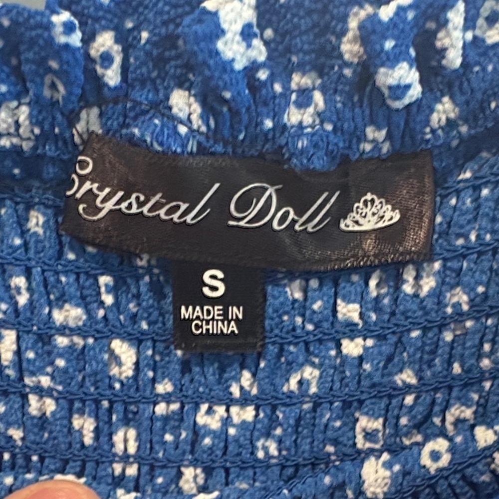 Crystal Doll Blue Maxi Dress with White Floral Print - Picture 2 of 6